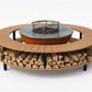 Brasero sol et table basse en acacia