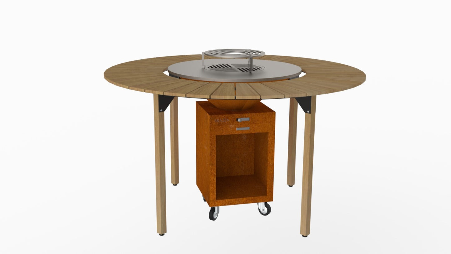 Pack Brasero Plancha Classique Corten + Table Haute Ø194 cm – Brazen
